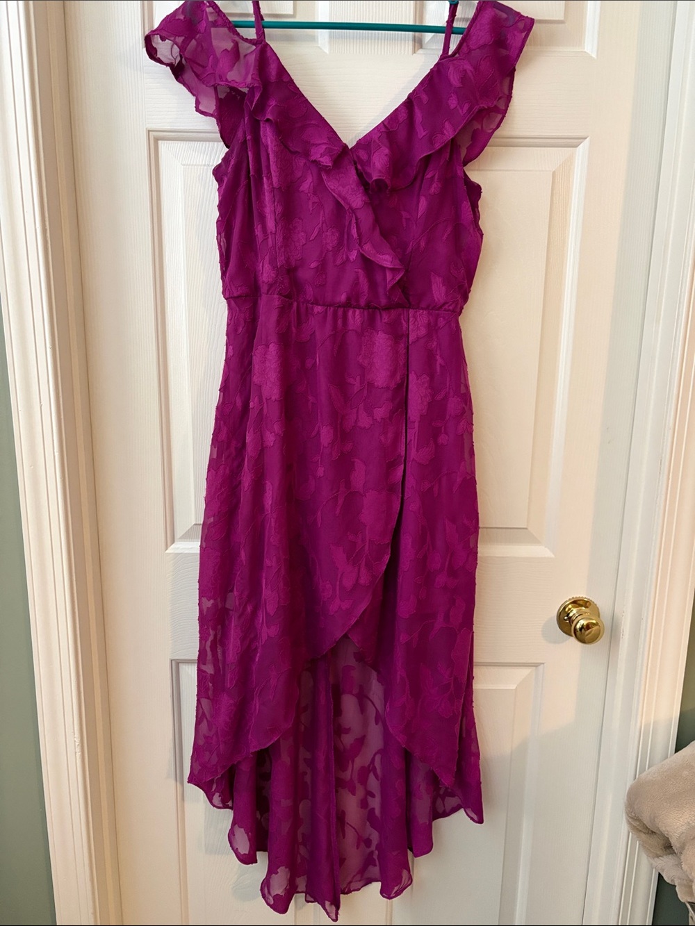 Source Unknown Magenta Ruffle High-Low Dress